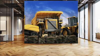 Vehicle construction at sunset. 3d rendering	 Wall mural