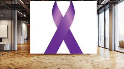 Icon symbol of struggle and awareness, purple ribbon Wall mural