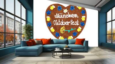 Oktoberfest Muenchen Gingerbread heart w(engl. October festival Munich) ith white isolated background (Germany). Wall mural