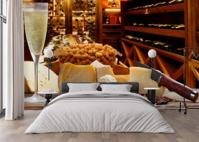 Champagne with cheese Wall mural