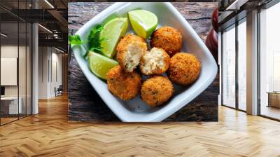 cod dumpling, salt cod fritters, bunuelos de bacalao. Brazilian snack 