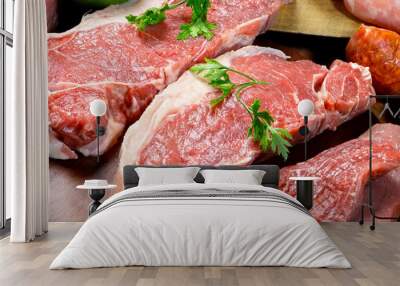 fresh raw striploin steak Wall mural