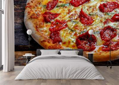 Pizza mozzarella with dried tomato Wall mural