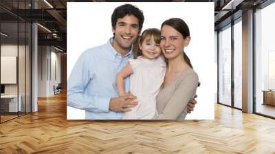 Happy  young Family standing on white background, isolated Wall mural