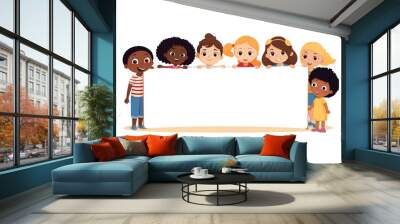 children holding blank sign Wall mural