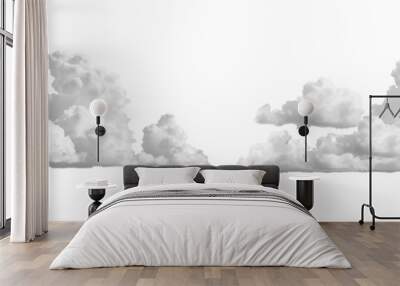 White clouds on transparent background Wall mural