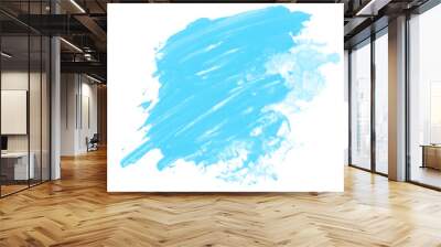 Textured blue oil paint brush stroke, isolated on transparent background. Royalty high-quality free stock image of Oil paint texture with brush and coarse brush strokes. Blue color abstract painting o Wall mural