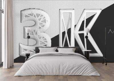 3D Banner with 3K Followers. Thank you for subscribe. White text. 3d rendering grid text. Wall mural