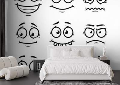 Cartoon faces set Wall mural