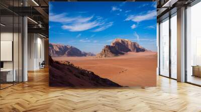 Wadi rum desert with jeep caravan Wall mural