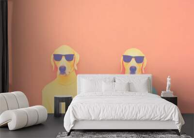 Two cool dogs wearing clothes and sunglasses Wall mural