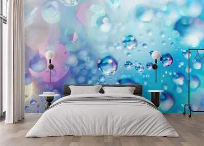 A blue and yellow background with many small drops of water Wall mural