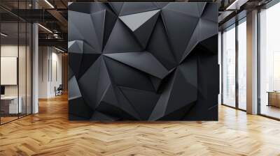 Black or dark grey 3d geometric shape texture design background. Generate AI image Wall mural