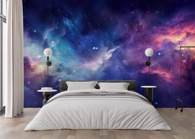 Fantastic supernova Colorful space galaxy cloud nebula scenery background. Generative AI Wall mural