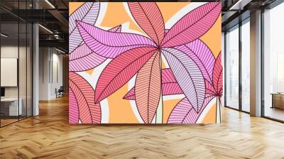 Abstract art tropical vector background. Bright modern palm leaves, botanical leaves and floral motifs for wall decor, fabrics, prints and patterns. Wall mural