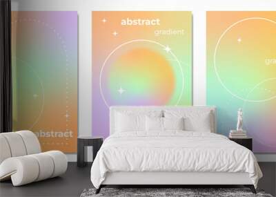 Fluid gradient vector. Cute minimalist style posters covered in pastel colorful geometric shapes and liquid colors. Modern wallpaper design for social networks, posters, print. Wall mural