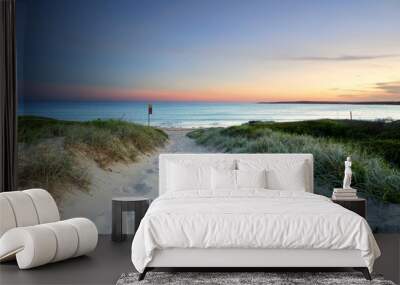 Sandy beach trail at dusk sundown Australia Wall mural