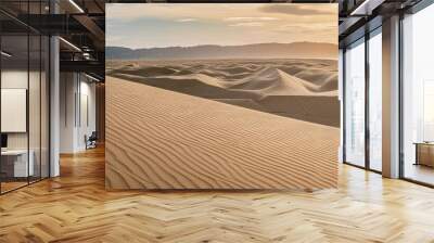 panorama of sand texture sandy beach for background top view natural sand stone texture background sand on the beach as background wavy sand background for summer designs Wall mural