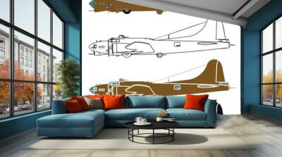 B17 Flying Fortress in right view. Wall mural