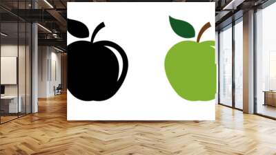 Apple icon set Apple icon collection green and red - vector outline and silhouette Apple line icon nutrition vector flat fruit. Apple stroke outline icon illustration logo Wall mural