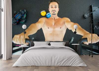 fit man working out at the gym Wall mural