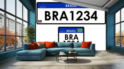 License car plate Brazil. Only graphical representation without scale or precision of the original elements. Wall mural