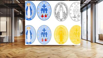 Our Lady of Grace medal colored and outline Wall mural