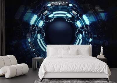 abstract blue powerful mechanical technology vision Wall mural