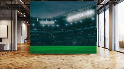 Sport stadium at night as wide backdrop. Digital 3D illustration for background advertisement. Wall mural