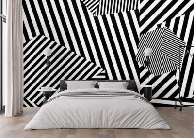 Black striped pattern on the wall. abstract wall Wall mural