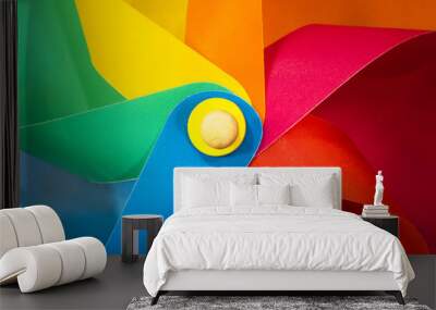 Colorful red blue green yellow purple pinwheel. children toy Wall mural