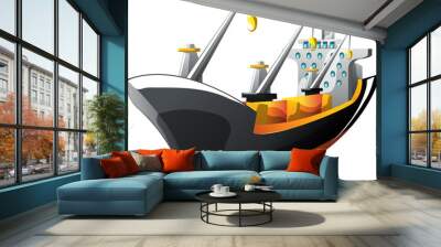 cartoon cargo ship Wall mural