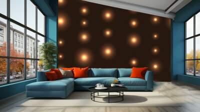 Gold LED lights on dark brown seamless background Wall mural