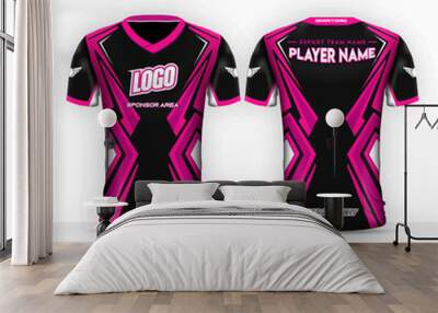 Esport Jersey Design with Dummy Logo and Sponsorship, mixed pink black and white Wall mural