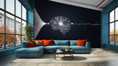 Big data and artificial intelligence concept. Machine learning and circuit board. Deep learning Wall mural