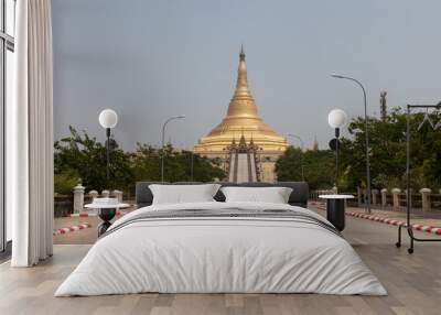 Empty Roads by Uppatasanti Pagoda in the Capital City of Naypyidaw, Myanmar Wall mural