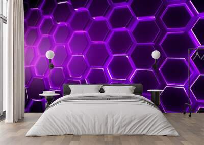 Modern pink & purple geometric perfect hexagon background for PowerPoint slides and websites with low opacity Wall mural