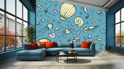  seamless summer beach pattern Wall mural