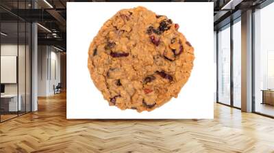 Cranberry oatmeal raisin cookie isolated on white Wall mural