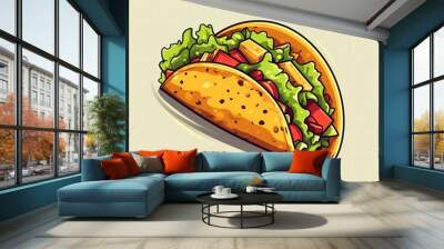 illustration of a taco
#taco with vegetables
#food
#relish
#logo
#business 
#restaurant logo Wall mural