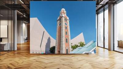 Historical landmark clock tower in Tsim Sha Tsui district, Hong Kong city Wall mural