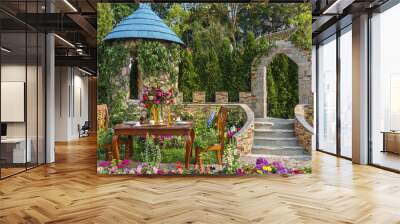 Landscaped backyard flower garden Wall mural