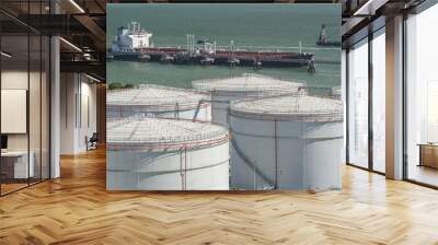 Oil Storage tank and oil tanker Wall mural