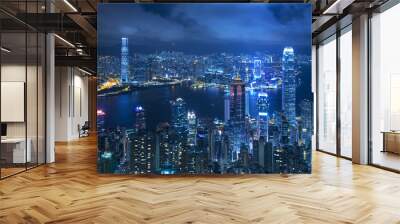 View of Victoria harbor from the peak at Hong Kong Wall mural