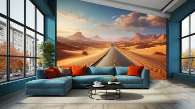 road in desert , highxay in empty desert background  Wall mural