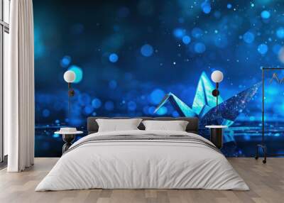 Paper Crane in Bokeh Design Wall mural