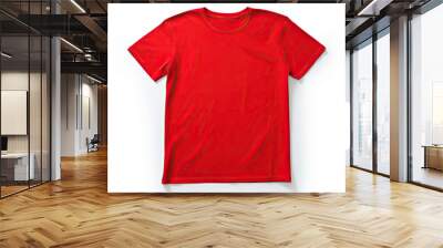 Blank Red Cotton T-Shirt Mockup on White Background Wall mural