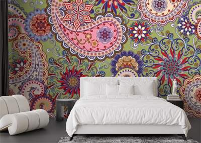 The pattern of mandalas and Paisley pattern in Indian style. Wall mural