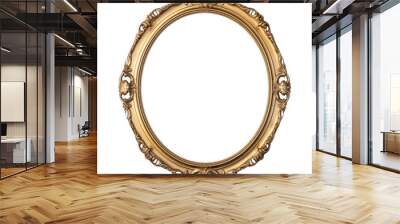 Antique gold oval frame photo with empty blank canvas. PNG cut out Isolated on transparent background Wall mural