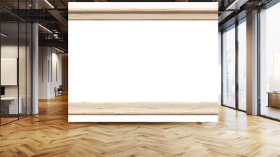 Natural Wooden frame photo with empty blank canvas. PNG cut out Isolated on transparent background Wall mural